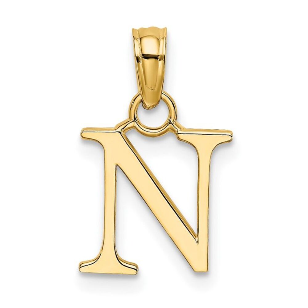 10k Yellow Gold Polished N Block Initial Charm - image 1